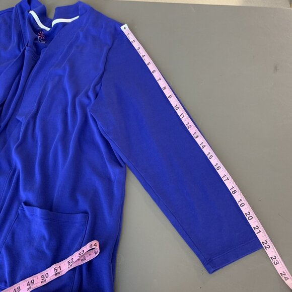 Isaac Mizrahi Live Womens 2X Open Front Cardigan Built In Cami Tank Cotton Blue - Picture 10 of 11